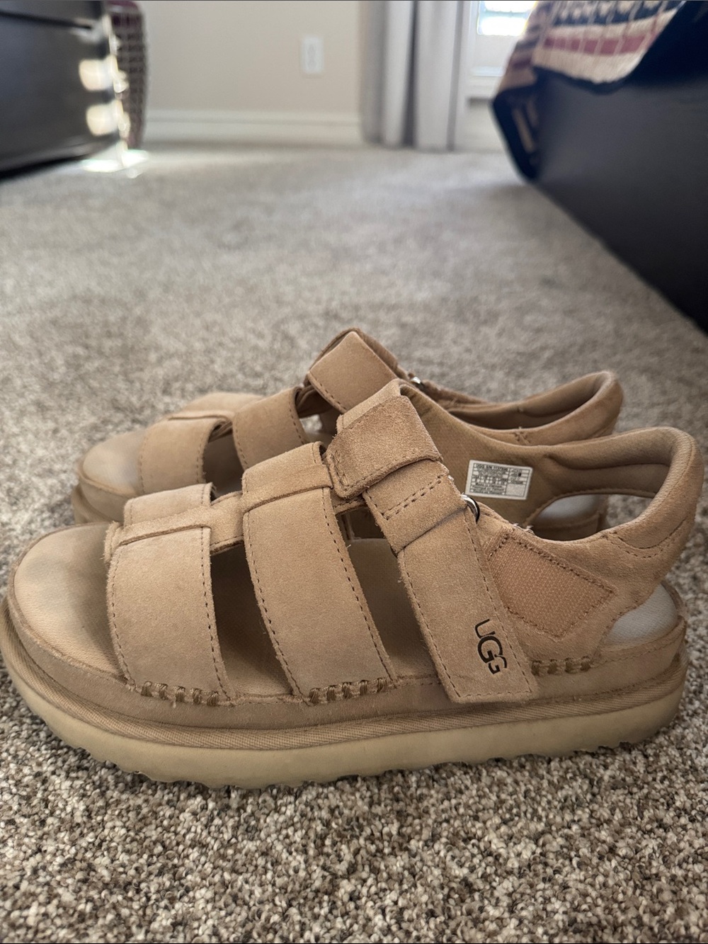 UGG KiTan Suede Multi-Strap Platform Sandals